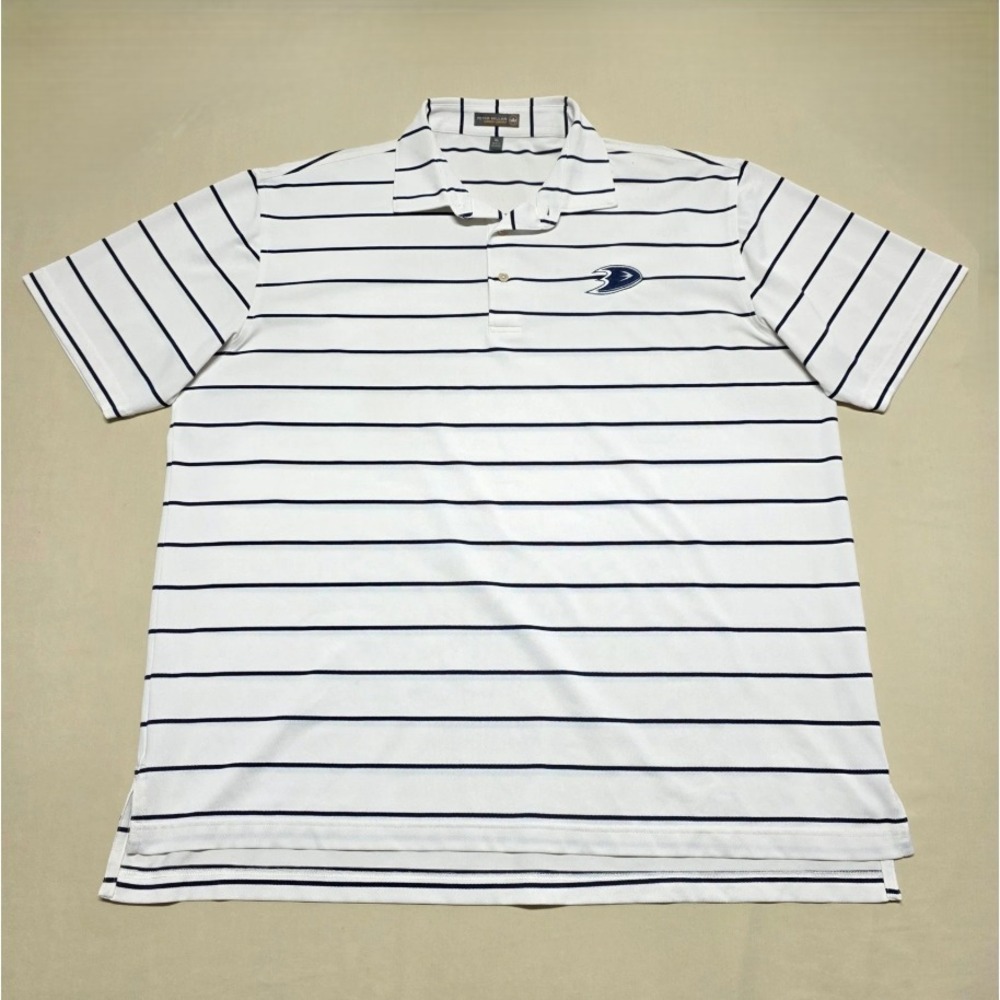 Peter Millar Summer Comfort Polo Shirt Men XL White Striped Relaxed Fit Pullover